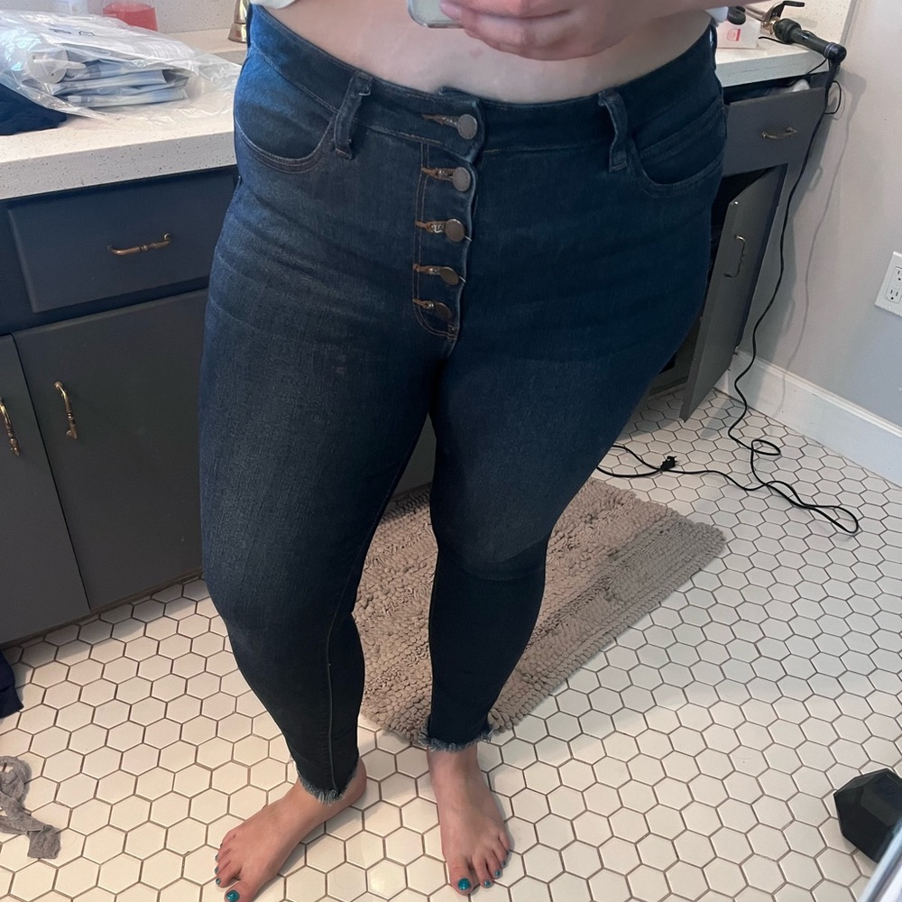 Just USA Dark Blue High-Rise Skinny Jeans with Button Fly